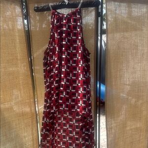 Geometric Red and Black Halter top